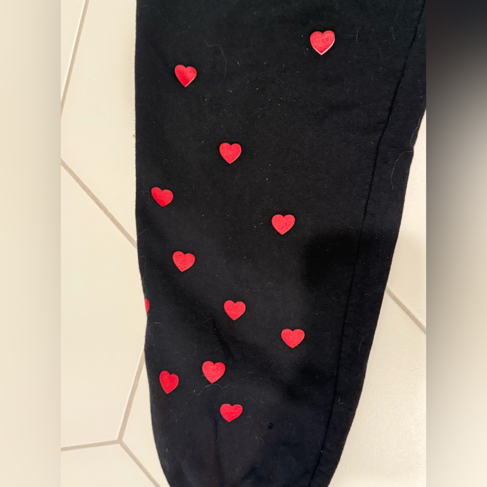 Taylor Swift Black Women’s Sweatpants with Red Hearts on the leg, Size Large - Picture 5 of 6